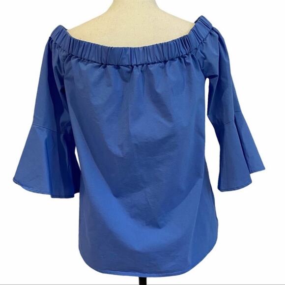 Cupio Blue off the shoulder bell sleeve top sz Small - Picture 2 of 8